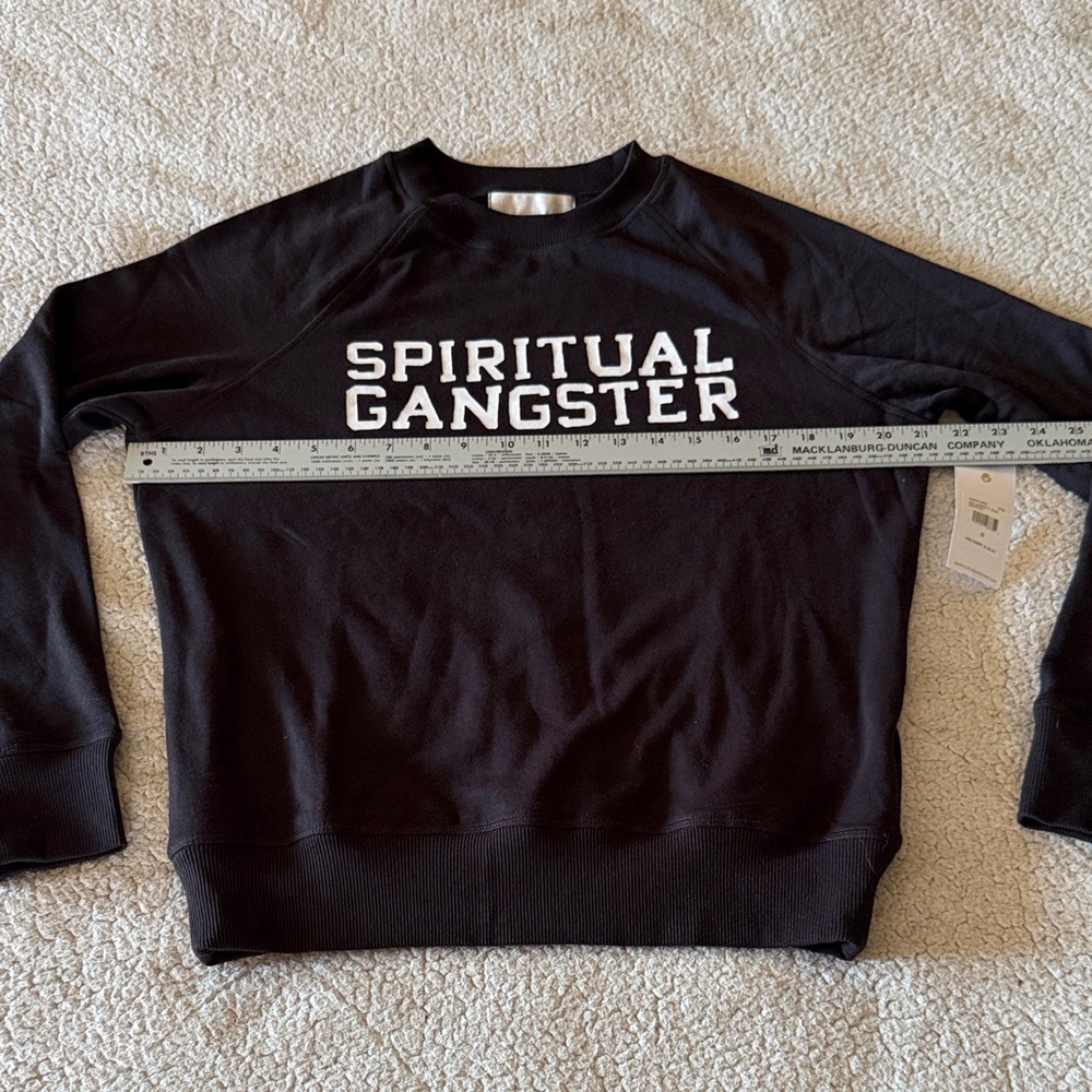 Spiritual Gangster Varsity Old School Black Crewneck with White Lettering Small - Picture 5 of 7